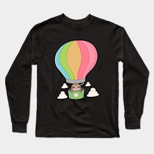 Cute Hot Air Ballon Sloth T-Shirt Long Sleeve T-Shirt